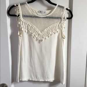 Zara white top with fringe